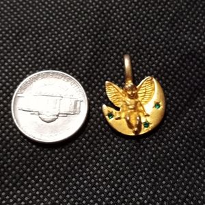 Victorian Angel / Cherub on Moon with Rhinestones